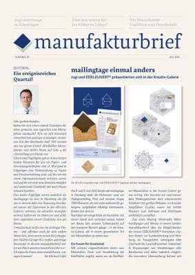 Bild: rugi manufakturbrief 02/11 - Veranstaltungen, neue rugi-Produkte und Manufakturarbeit