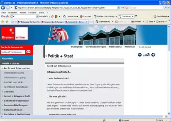 Neues Online-Informationsregister der Stadt Bremen Bild: Neues Online-Informationsregister der Stadt Bremen