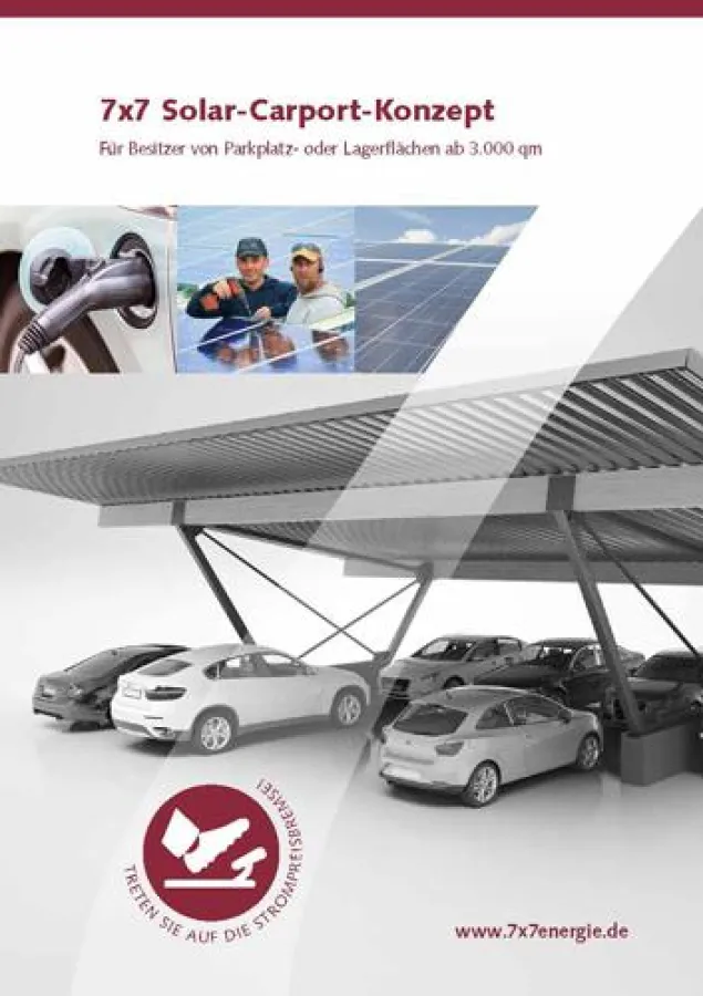 Eine Broschüre erklärt das 7x7 Solar-Carport-Konzept