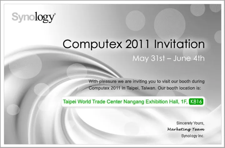 Synology lädt zur Computex 2011 Bild: Synology lädt zur Computex 2011