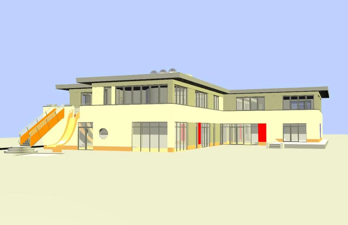 Süd-West-Ansicht der Kindertagesstätte ALSTERKLANG