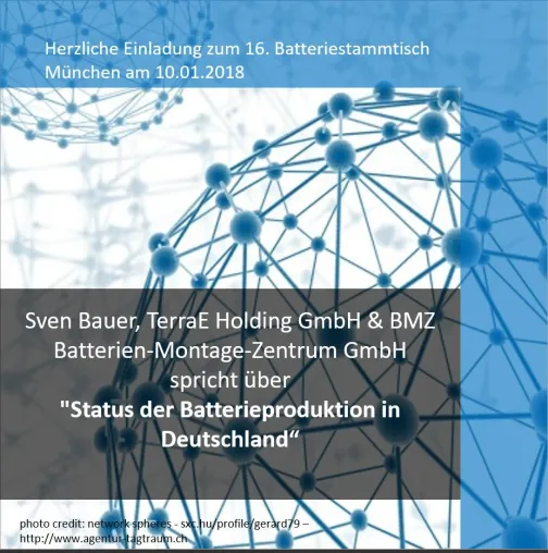 Bild: 16. Batteriestammtisch „Batterieproduktion Deutschland - Make, Buy oder Vorsprung durch Forschung?“