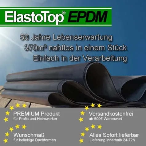 Bild: ElastoTop EPDM im neuen Gewand – Mehr Informationen mit allem, was über EPDM Dachbahnen erforderlich ist.