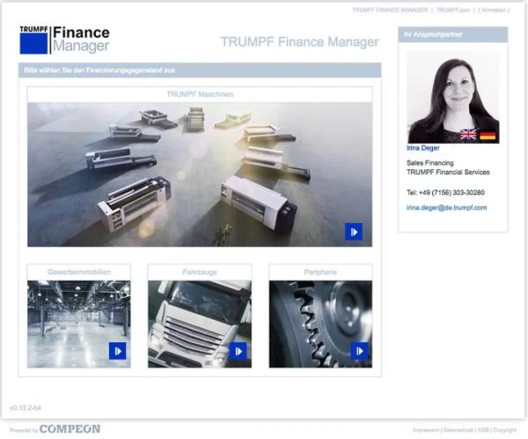 Startseite TRUMPF Finance Manager