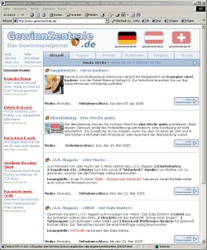 Online-Gewinnspiele aus Deutschland, Österreich und der Schweiz finden Sie übersichtlich auf den Länderseiten der GewinnZentrale.