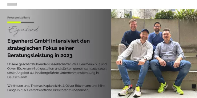 Bild: Eigenherd GmbH intensiviert den strategischen Fokus seiner Beratungsleistung in 2023