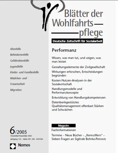 Bild: Blätter der Wohlfahrtspflege 6/2005: Performanz Sozialer Arbeit