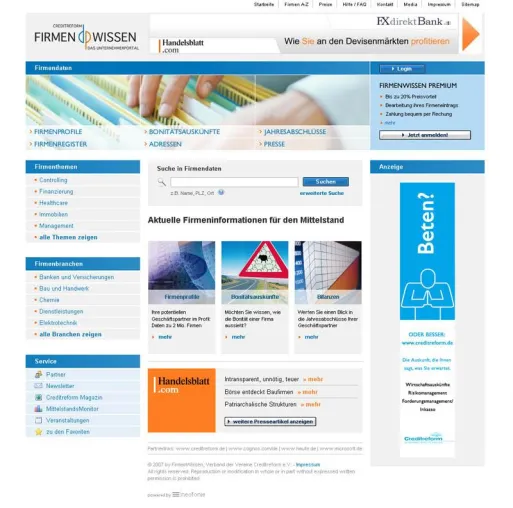 FirmenWissen.de in neuem Gewand mit Kernentwicklung von neofonie Bild: FirmenWissen.de in neuem Gewand mit Kernentwicklung von neofonie