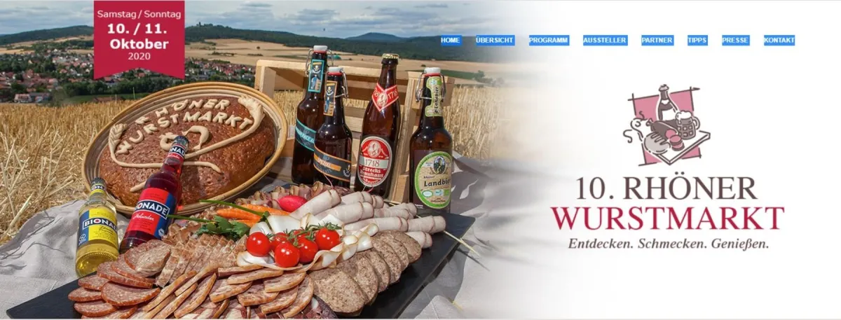 Der 10. Rhöner Wurstmarkt wird am 10. und 11. Oktober 2020 virtuell im Web stattfinden.