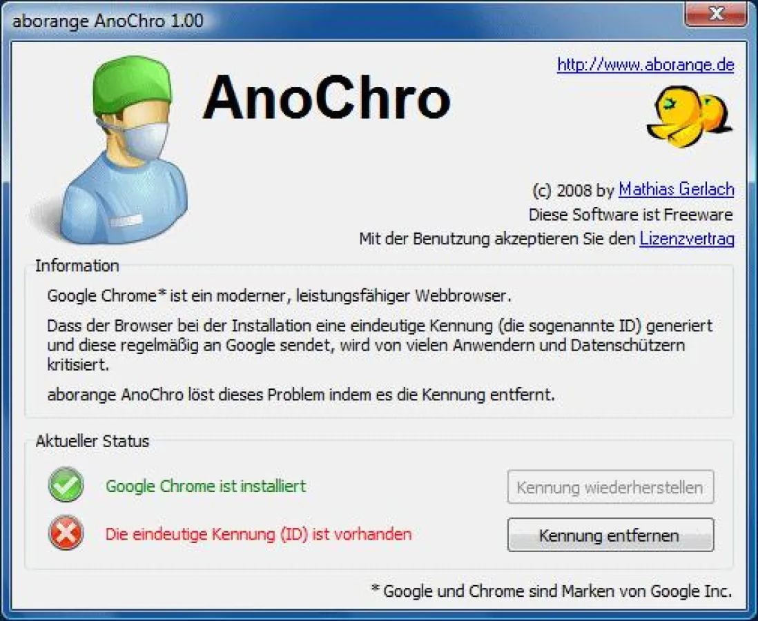 Eindeutige ID von Google Chrome abschalten