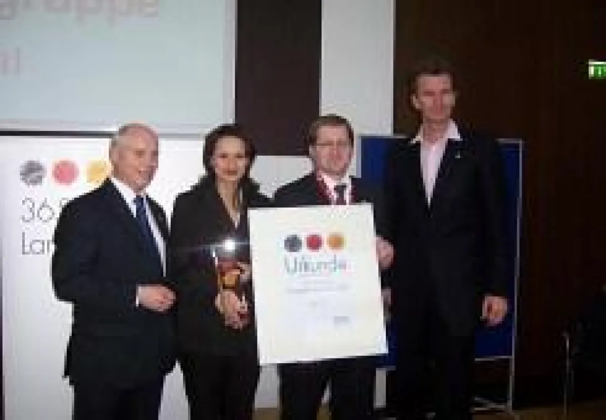 v.r.n.l.: Dr. Michael Gross, Ex-Weltmeister und Olypiasieger und Geschäftsführer peakom GmbH, Burkhard Schneider, beewell Business Events, Mireille-Gaby Siebert, Inhaberin beewell Business Events, Udo