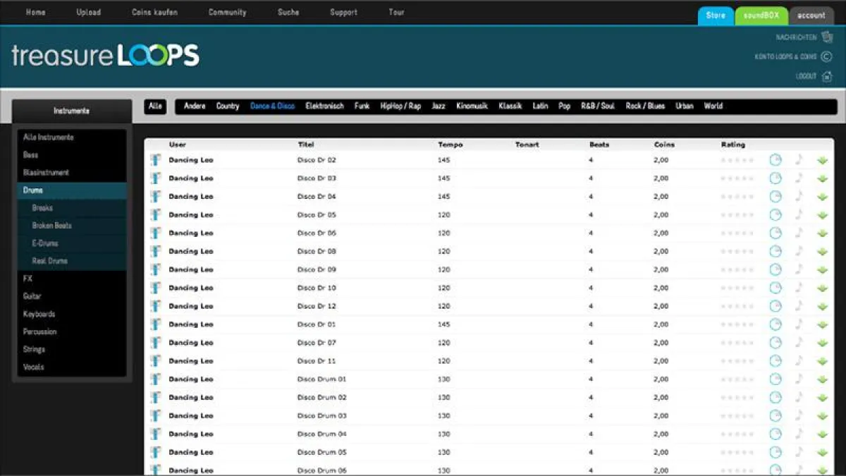 treasureLOOPS - Store Ansicht