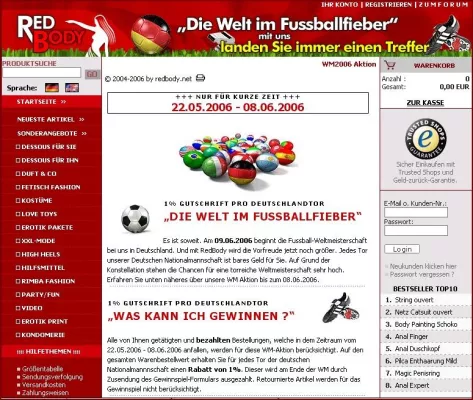 Bild: Fußball-Aktion im RedBody Online-Shop: 1 % Gutschrift pro Deutschlandtor
