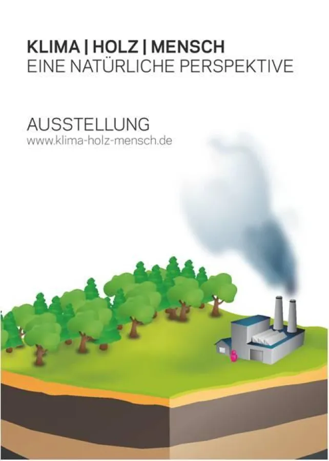 Plakat zur Ausstellung KLIMA HOLZ MENSCH