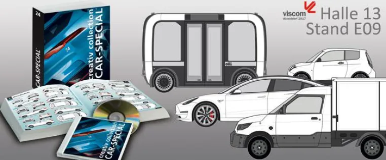 Das CAR-SPECIAL® V.24 auf der VISCOM 2017 - Fahrzeugvorlagen für die neue E-Generation Bild: Das CAR-SPECIAL® V.24 auf der VISCOM 2017 - Fahrzeugvorlagen für die neue E-Generation
