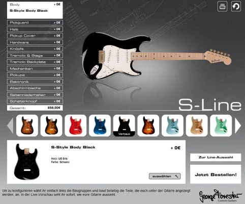 Bild: redhotmagma GmbH realisiert Online-Gitarrenkonfigurator 2010 für George Forester Guitars