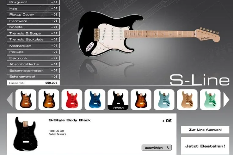 redhotmagma GmbH realisiert Online-Gitarrenkonfigurator 2010 für George Forester Guitars Bild: redhotmagma GmbH realisiert Online-Gitarrenkonfigurator 2010 für George Forester Guitars