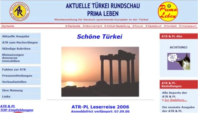 Bild: Türkei Aktuell: Knapp 75.000 Zugriffe auf die ATR & PL - Homepage im August 2006