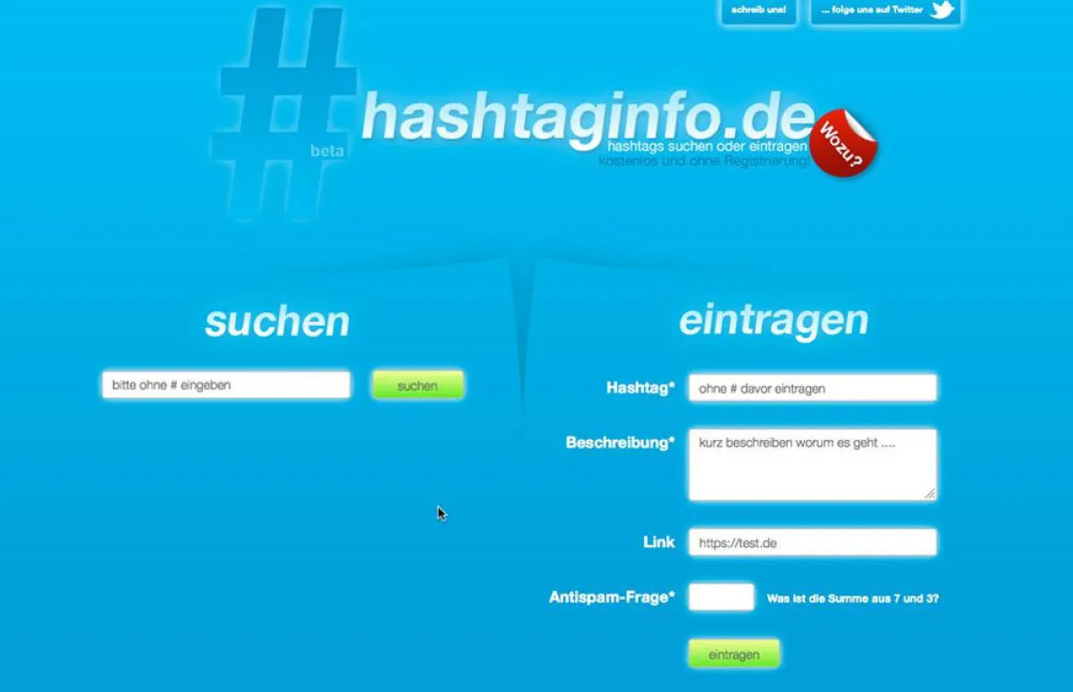 Hashtaginfo.de - Kryptische Hashtags suchen oder erklären