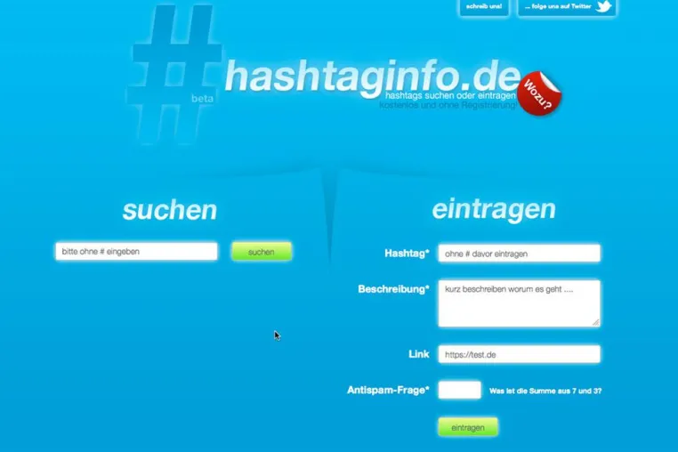 Hashtaginfo.de - Kryptischen Hashtags suchen oder erklären Bild: Hashtaginfo.de - Kryptischen Hashtags suchen oder erklären