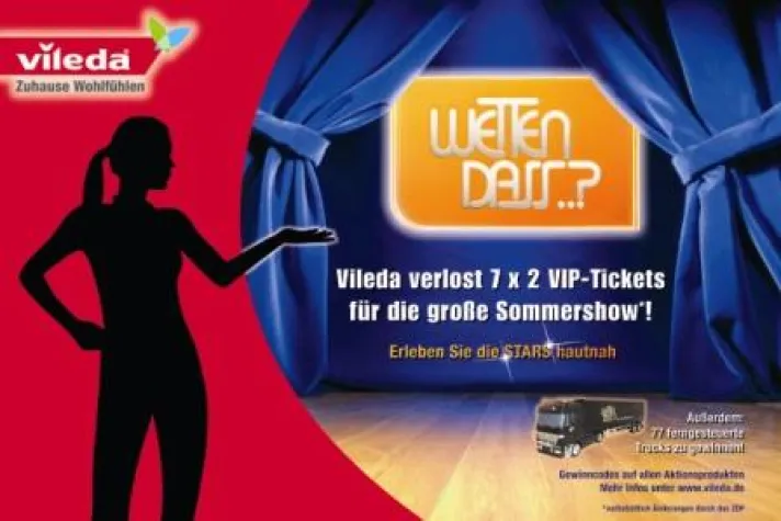 Bild: „Stars hautnah erleben“ - Vileda verlost exklusive VIP-Tickets zur großen ZDF-Show „Wetten, dass…?“