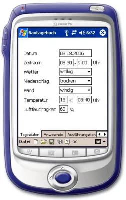 Bautagebuch für Pocket PC und PDA Bild: Bautagebuch für Pocket PC und PDA