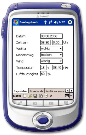Bild: Bautagebuch für Pocket PC und PDA