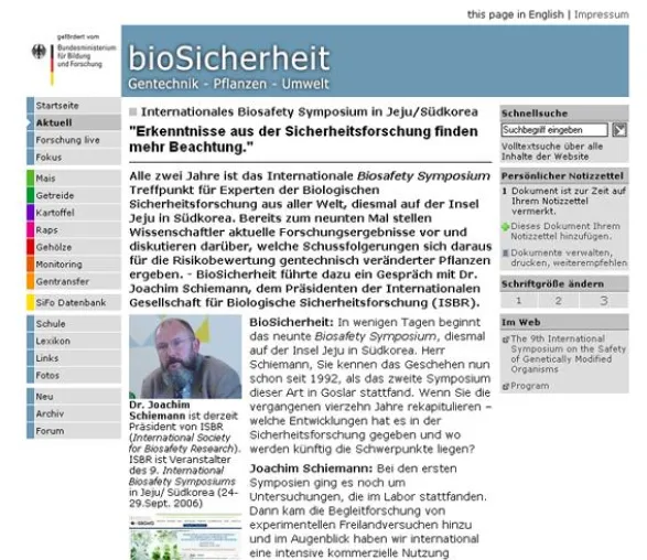 Bild: Internationales Biosafety Symposium in Südkorea: " Erkenntnisse aus der Sicherheitsforschung finden mehr Beachtung" - Interview mit Joachim Schiemann, Präsident der Internationalen Gesellschaft für Bi