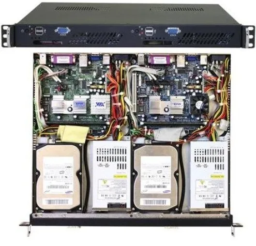 Zwei Green Server in einem 1U Rackmount Bild: Zwei Green Server in einem 1U Rackmount