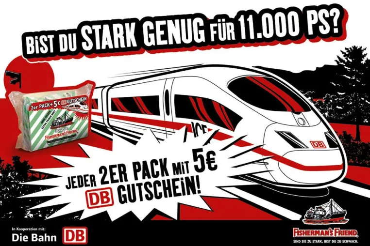 Fisherman’s Friend und die Deutsche Bahn verschenken Reisegutscheine im Wert von 6 Millionen Euro Bild: Fisherman’s Friend und die Deutsche Bahn verschenken Reisegutscheine im Wert von 6 Millionen Euro