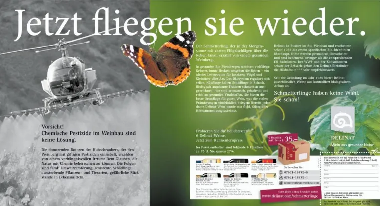 Wein aus gesunder Natur lässt Schmetterlinge fliegen Bild: Wein aus gesunder Natur lässt Schmetterlinge fliegen