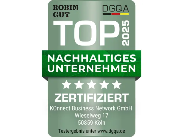 Bild: WECON-Netzwerke ausgezeichnet: KOnnect Business Network GmbH erhält Gütesiegel „Nachhaltiges Unternehmen“