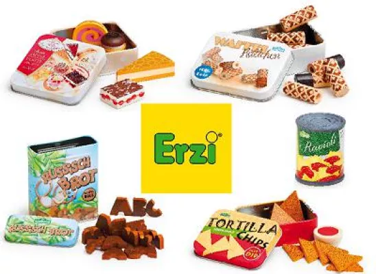 Bild: Kaufladenzubehör aus Holz von Erzi. Die neuen Produkte sind bei deinholzbiber erhältlich