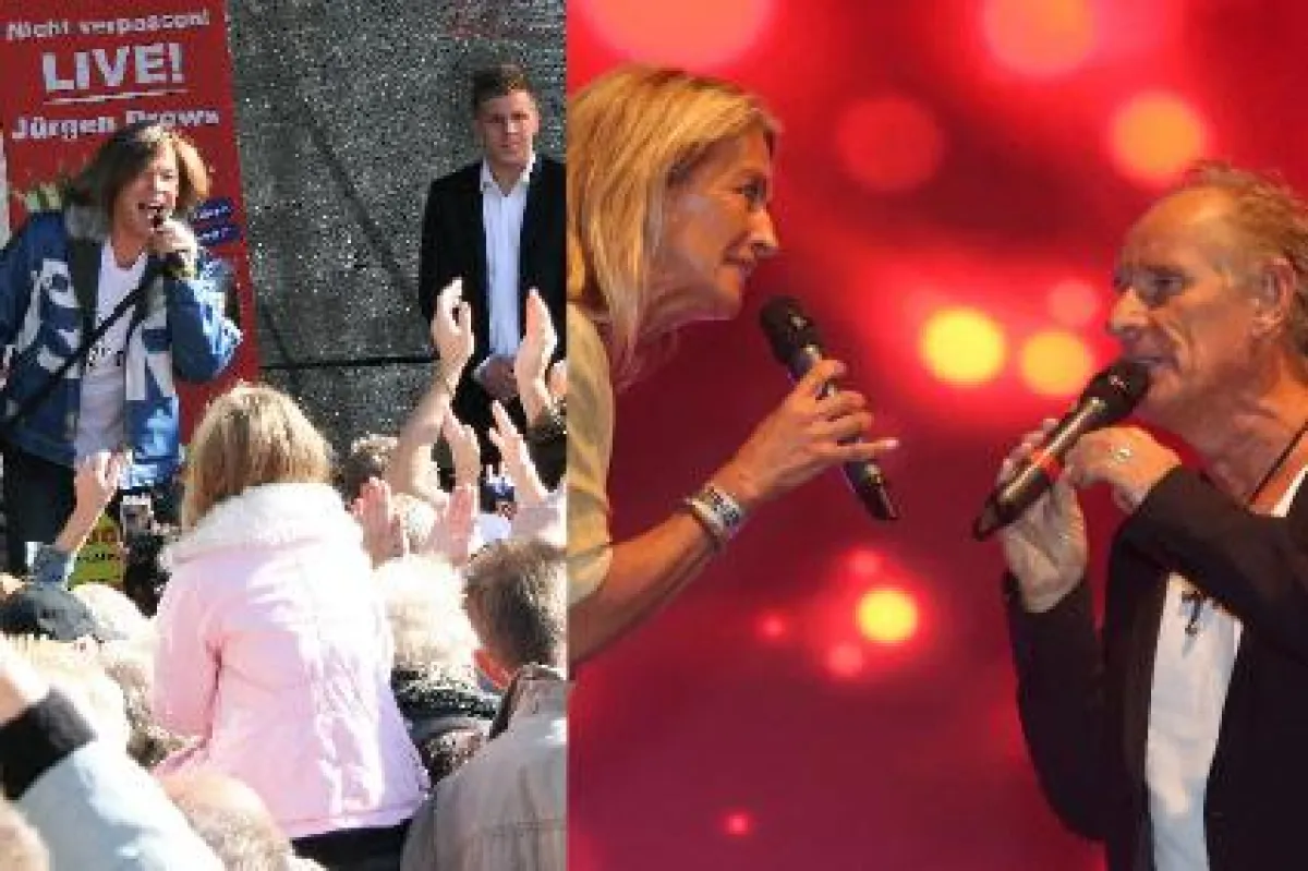 Der König von Mallorca und Die Pharos: Beide singen Ich schenk Dir einen Regenbogen. Fotos: Dettmer
