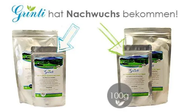Bild: Zum ersten Mal ist der Grüntee von Grinti nun auch in 100g-Beuteln erhältlich
