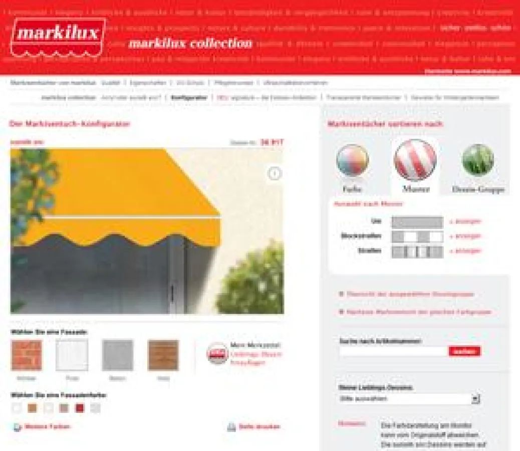 Screenshot Markisentuch-Konfigurator