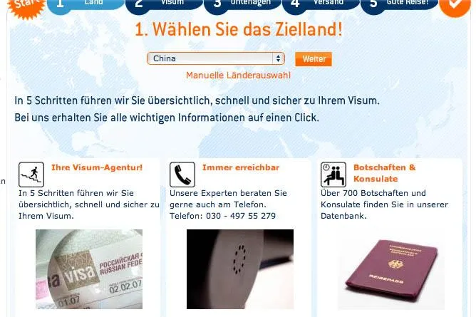 Visa für mehr als 250 Länder auf auslandsvisum.de Bild: Visa für mehr als 250 Länder auf auslandsvisum.de