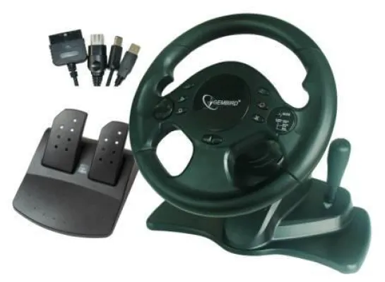 Bild: Preisgünstiges Lenkrad mit 4 Adaptern für ambitionierte Einsteiger von Rennsimulationen