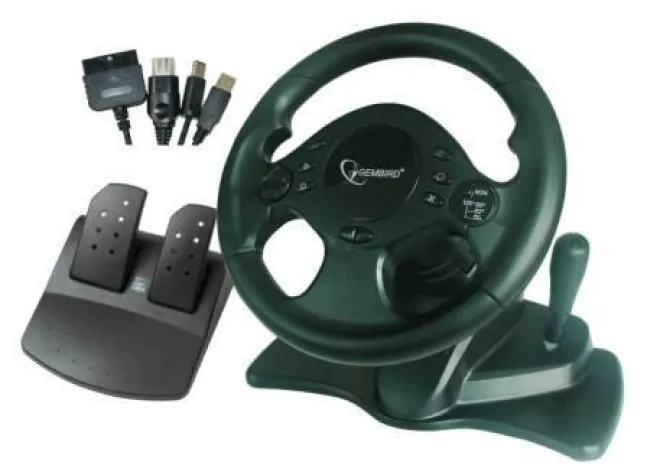 Bild: Preisgünstiges Lenkrad mit 4 Adaptern für ambitionierte Einsteiger von Rennsimulationen