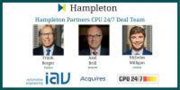 Hampleton Partners berät CPU 24/7 bei der Übernahme durch IAV Bild: Hampleton Partners berät CPU 24/7 bei der Übernahme durch IAV