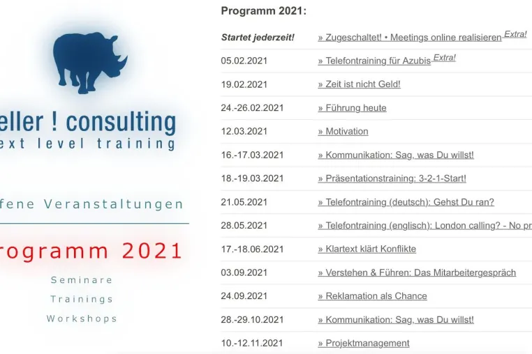 Weiterbildung ist Wettbewerbsfaktor • keller ! consulting veröffentlicht Programm für 2021 Bild: Weiterbildung ist Wettbewerbsfaktor • keller ! consulting veröffentlicht Programm für 2021