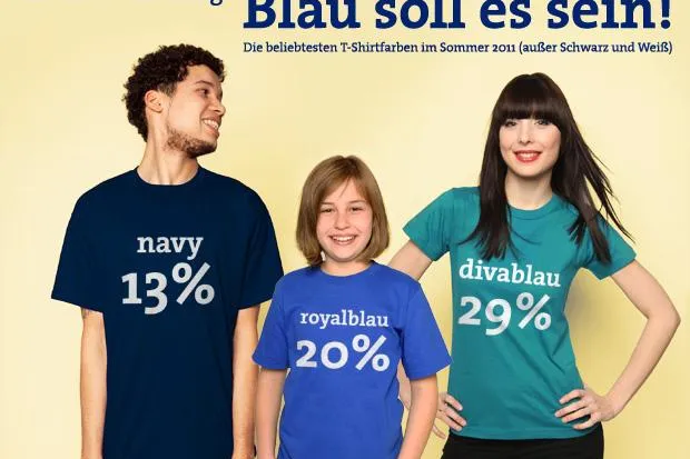 Spreadshirt-Kunden tragen Blau – die Sommerfarbe 2011 Bild: Spreadshirt-Kunden tragen Blau – die Sommerfarbe 2011
