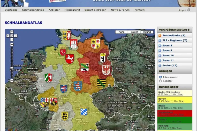 Bild: Nach einem Jahr - 10.000 Einträge im Bedarfsatlas gegen die DSL-Unterversorgung