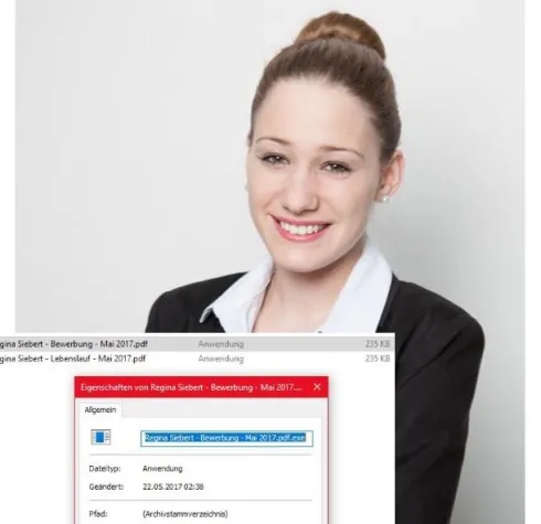 Bild: Warnung vor Virus in Bewerbung von Regina Siebert