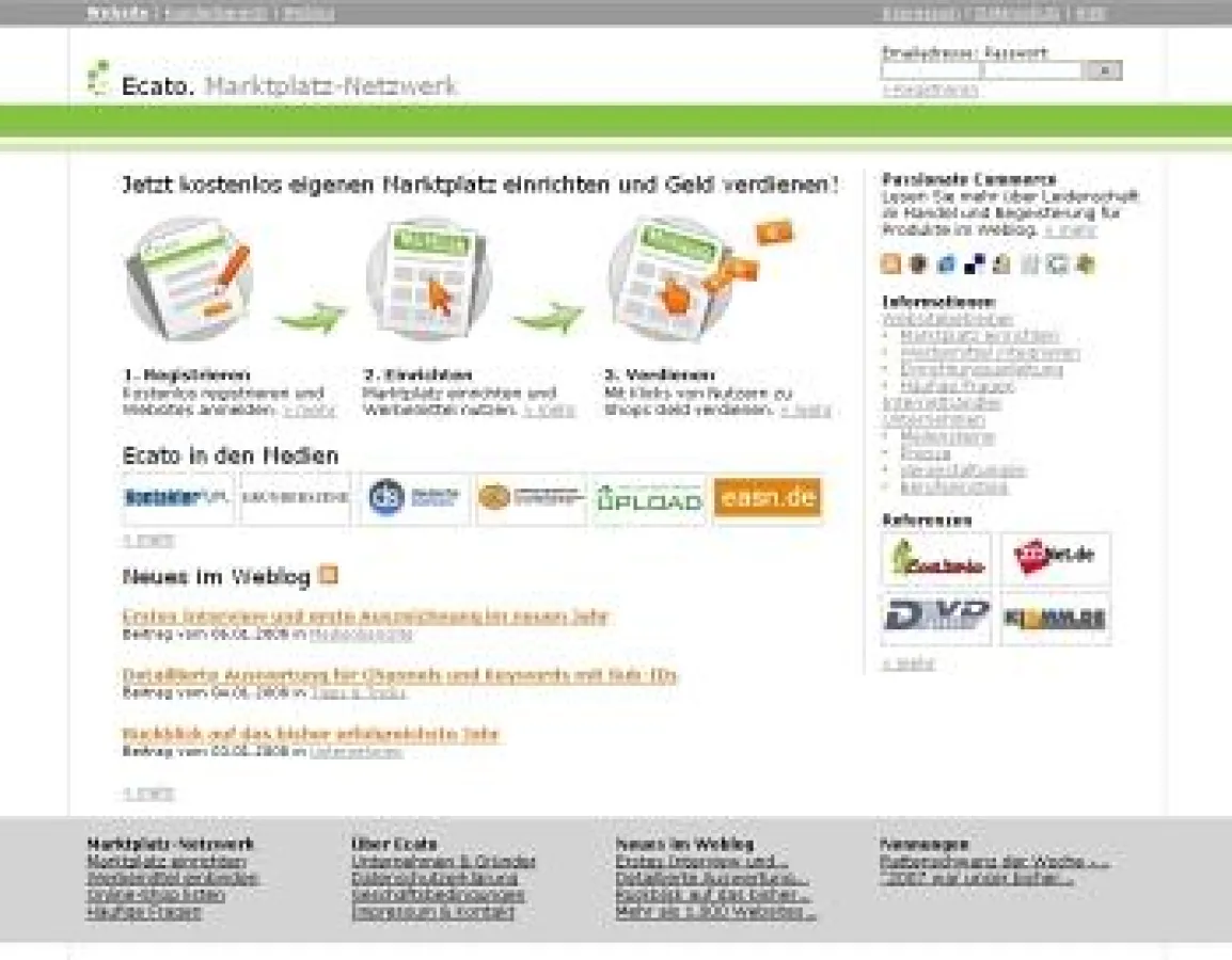 Screenshot www.ecato.com