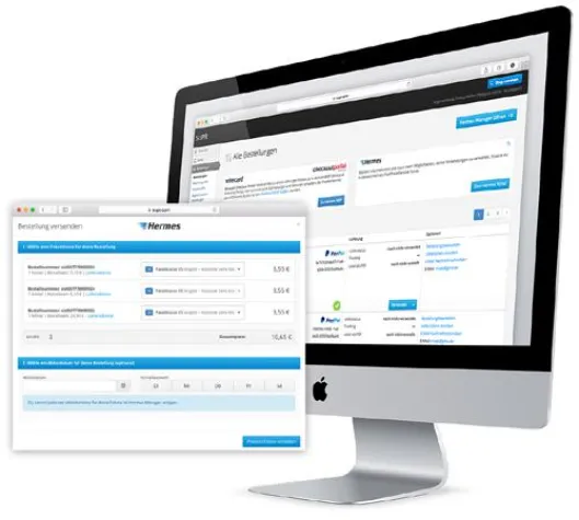 Bild: Das SUPR Shopsystem mit dem ProfiPaketService von Hermes und Top-Zahlmethoden