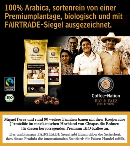 Bild: Genuss-Versand führt Premium BIO-Kaffee mit FAIRTRADE-Siegel ein