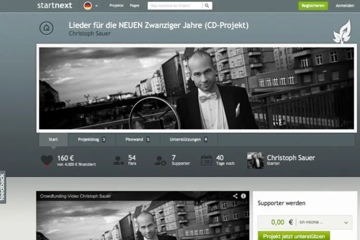 Bild: 4.000 EURO IN 40 TAGEN - ?Singer-Songwriter Christoph Sauer macht Crowdfunding für seine neue CD