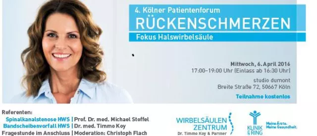 Bild: 4. Patientenforum Rückenschmerzen – Fokus Halswirbelsäule am 6. April 2016 in Köln