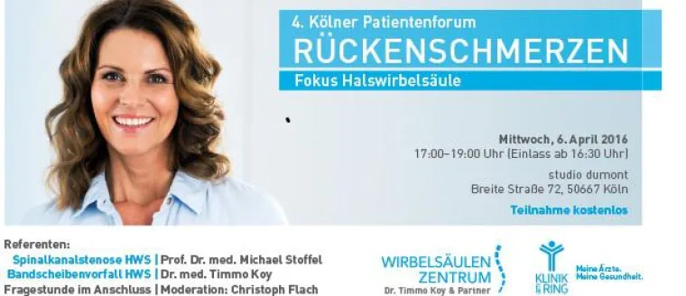 4. Patientenforum Rückenschmerzen – Fokus Halswirbelsäule am 6. April 2016 in Köln Bild: 4. Patientenforum Rückenschmerzen – Fokus Halswirbelsäule am 6. April 2016 in Köln